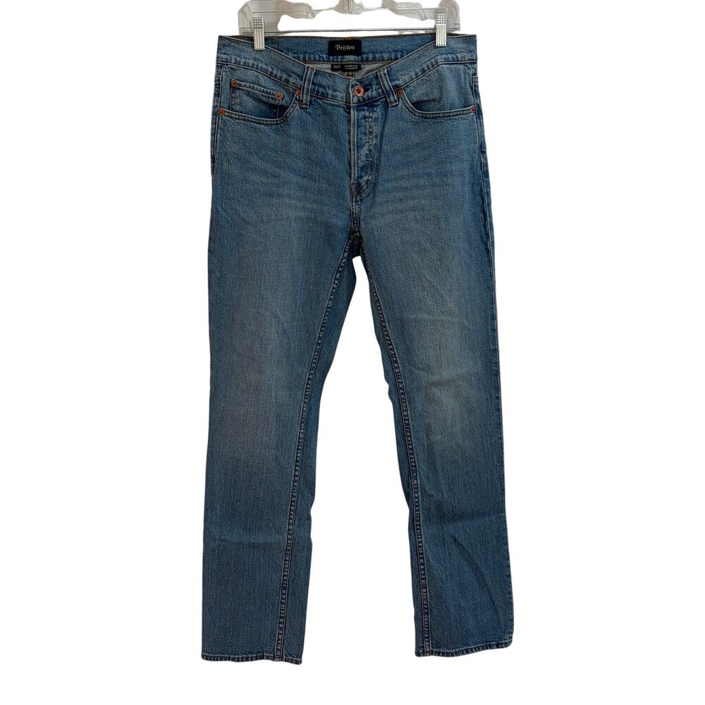 Brixton Reserve Pant Mens 34x32 Worn Indigo Standard Fit Denim Button Fly Jeans
